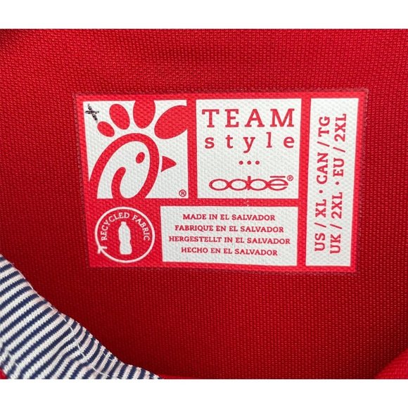 Chick-Fil-A Oobe Team Style Uniform Employee Mens XL Short Sleeve Red Polo Shirt - Picture 4 of 4
